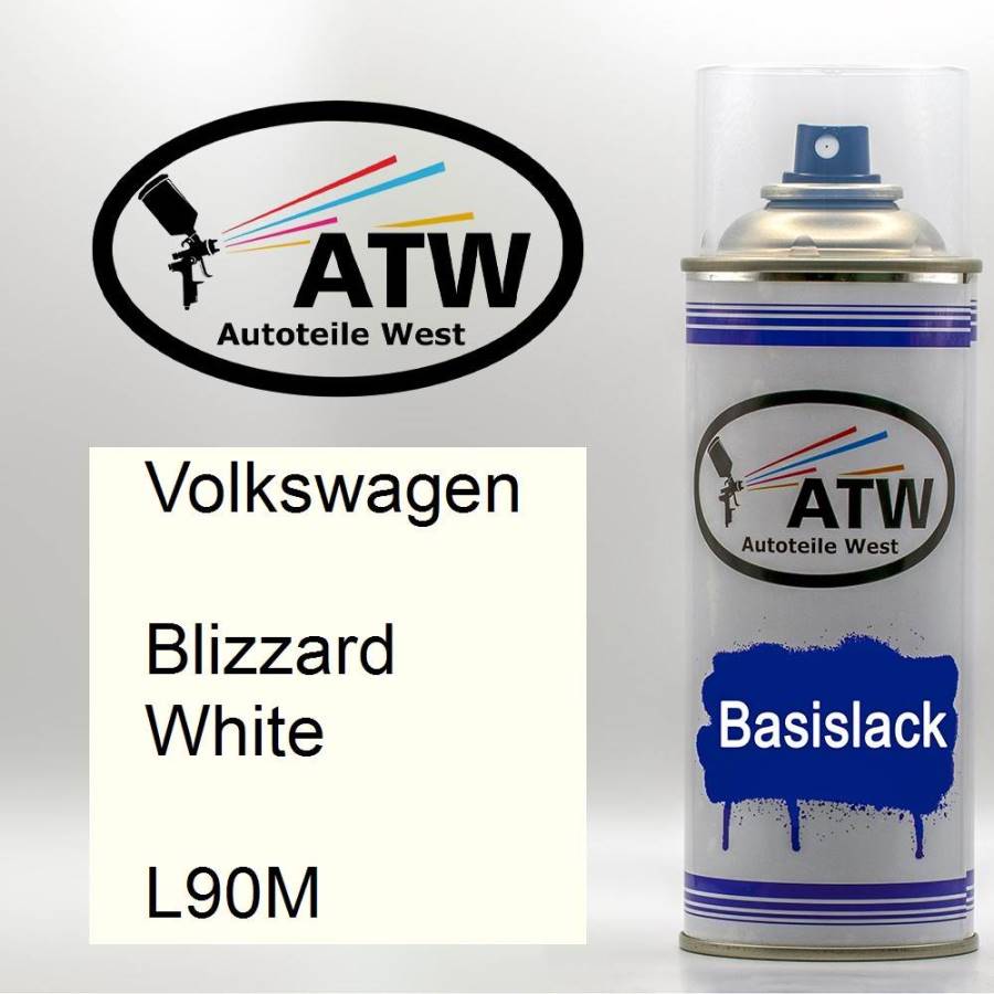 Volkswagen, Blizzard White, L90M: 400ml Sprühdose, von ATW Autoteile West.